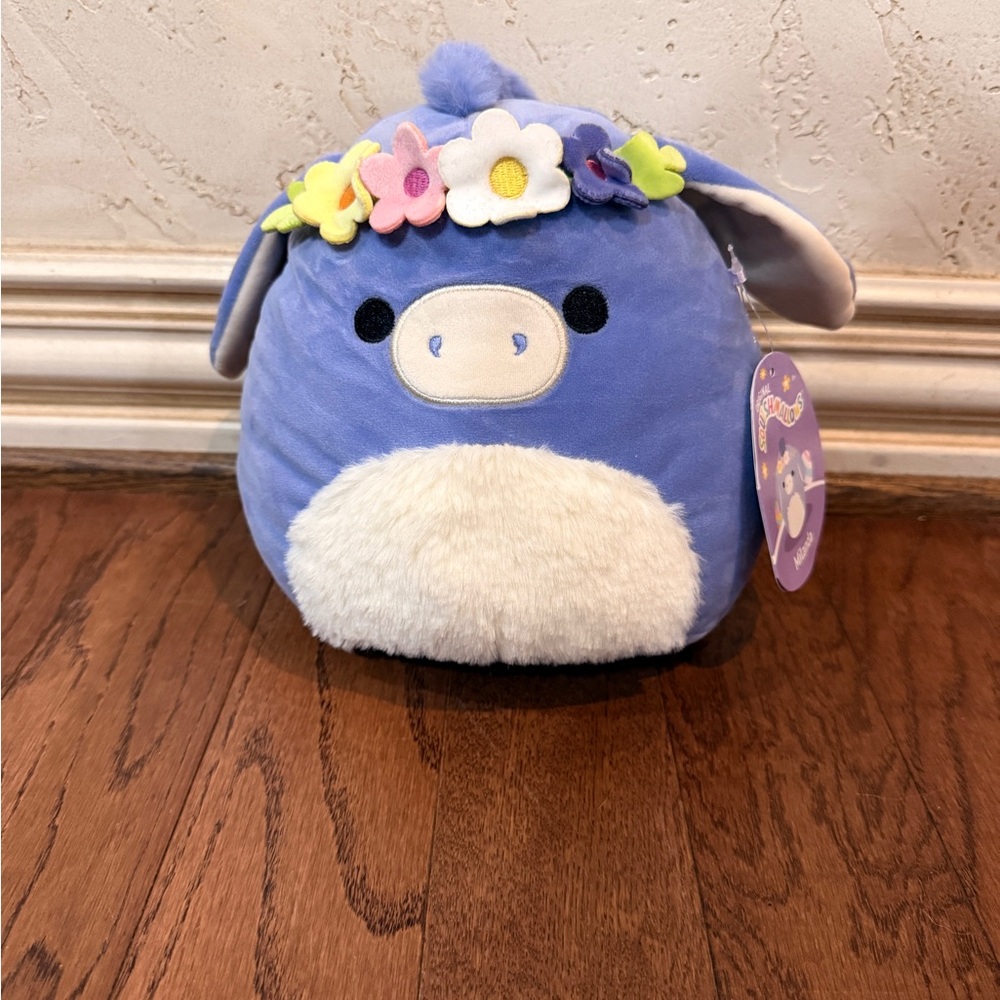 Milanda 8” Squishmallow Easter Donkey Plush With Floral Headband NWT